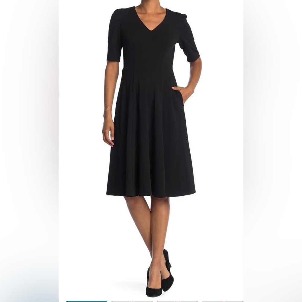 Donna Morgan V-Neck Fit and Flare Dress Size 4